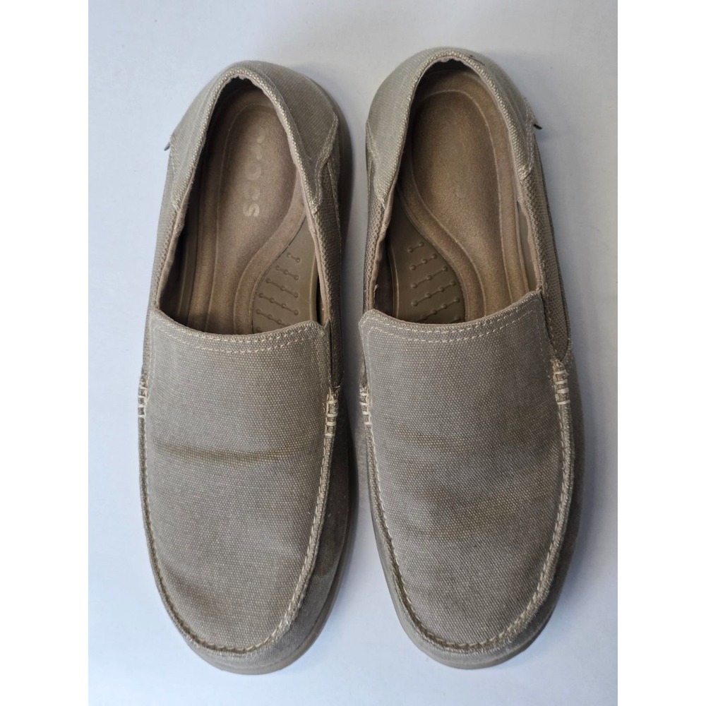 Crocs Santa Cruz 2 Men's Sneakers Size 12 Brown‎ Khaki Slip On Canvas Shoes - Picture 3 of 16